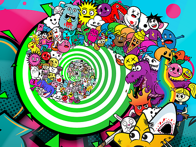 Colorsplash doodle character characters doodle illustrator poster vector vectorart