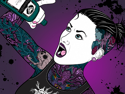 Woman drinking poster character girl illustration illustrator poster tattoo vector vectorart