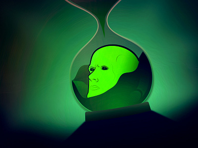 Head in a hourglass green illustration vector vector art