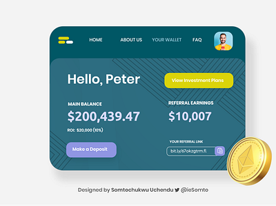 Dashboard Design for a Crypto Investment Website bitcoin crypto crypto website cryptocurrency dashboard dashboard design ethereum landing page nigeria ui ux