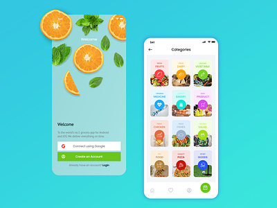 Grocery Application Adobe XD android delivery fruits grocery ios mobile online order order organic shop ui kit ux vegetables xd xd animation xd design