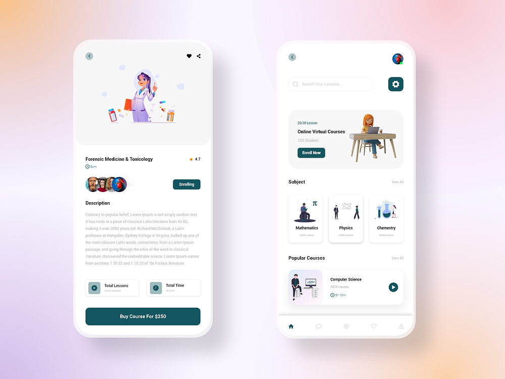 Virtual Courses App UI Design by Himel Srizon on Dribbble
