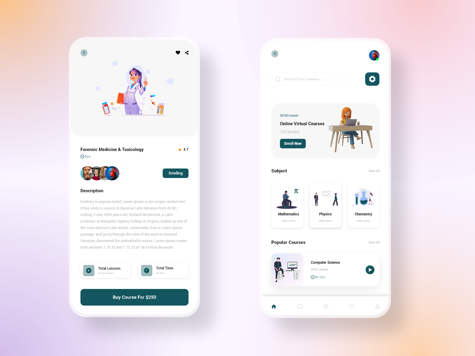 Virtual Courses App UI Design by Himel Srizon on Dribbble