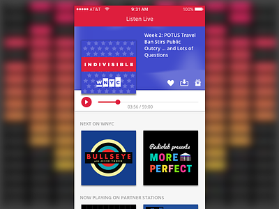 WNYC Public Radio App Screen Redesign podcast product design ui ux