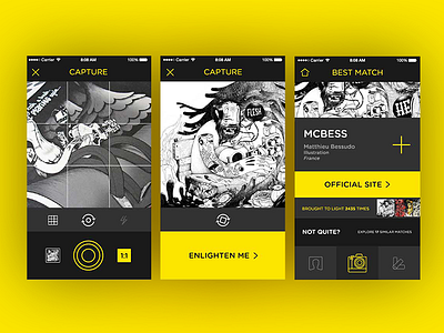 Scope app black clean concept ui ux yellow