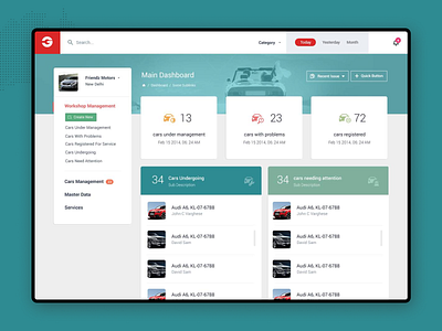 Car Maintenance Dashboard car dashboard design designer kerala maintenance ui visual design website