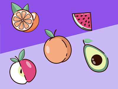 Summer Fruits fruits graphic design icon icons illustration vector