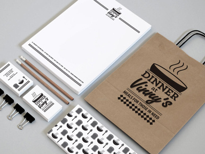 Dinner At Vinny's branding identity logo print stationary