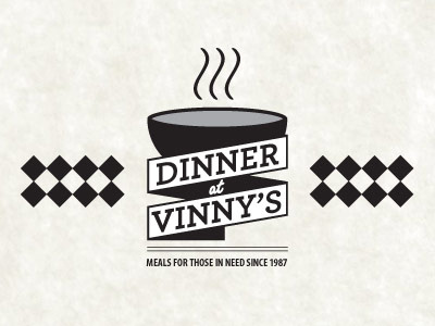 Dinner at Vinny's Concept Logo branding bw identity logo nonprofit retro