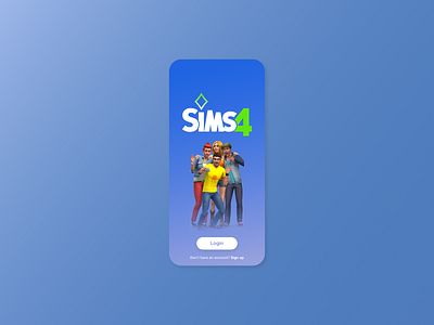 Sims 4 Concept app branding design flat illustrator login screen minimal mobile ui uidesign vector