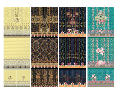 Eastern Kurti Panels design design art digitalart eastern floral textile design textile pattern textile print vintage