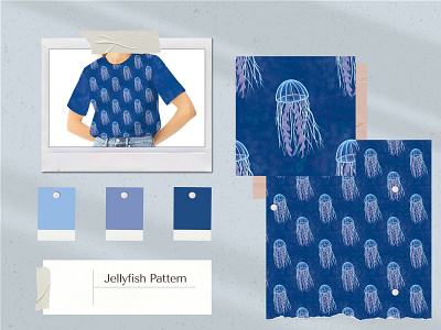Jellyfish Pattern design design art digitalart illustration illustrator photoshop textile textile design textile pattern textile print