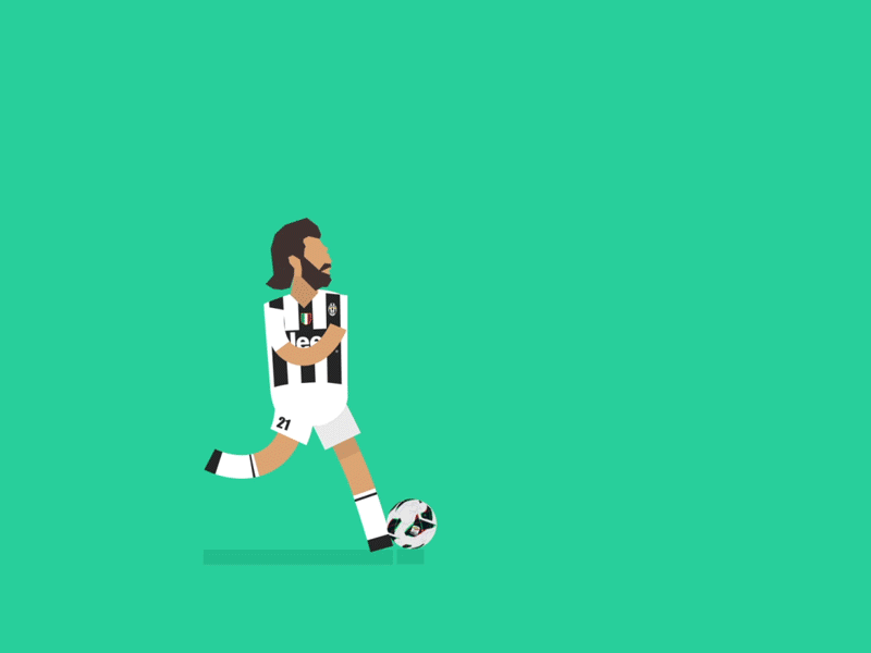 The Maestro 2d animation after effects flat design football gif juventus loop maestro pirlo run cycle soccer