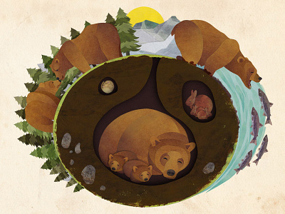 March Grizzly Bears Desktop bears collage mouse rabbit salmon