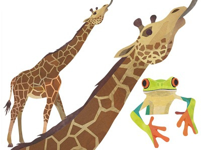 Giraffe & Tree Frog animals collage frog giraffe illustration wildlife