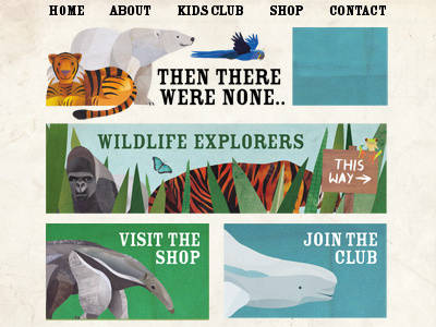 Then There Were None - Web Design Mock Up animals collage endangered anaimals illustration website design wildlife