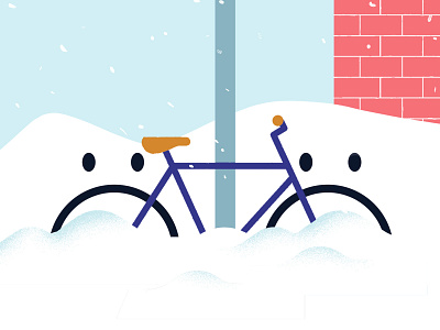 Winter in Montreal bike cyclist illustration minimalist montreal sad smiley snow winter