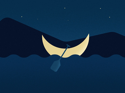 Moonlight on the river canoe illustration kayak lake mac demarco minimalist moolight music river texture