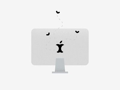 Dead Apple apple dead death flies illustration imac minimalist texture