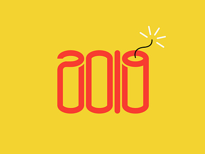 2019 2018 2019 dynamite explosion happy new year icon illustration minimalist new year