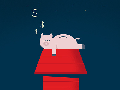Sleeping money fun illustration minimalist money night pig save money sleep snoopy
