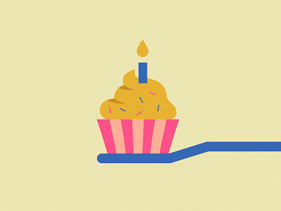 Birthday birthday cupcake illustration minimalist toothbrush toothpaste