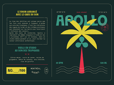 Apollo rum bottle illustration mix montreal music palm tree rhum rum sound sticker studio tropic