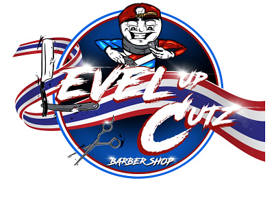 Level up cutz animated barbershop business cartoon logo logodesigner logodesigns logos