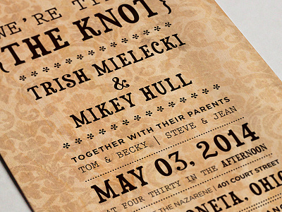 Wedding Invite 1 color rustic stationery texture tying the knot wedding