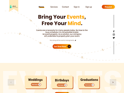 Events management website UI