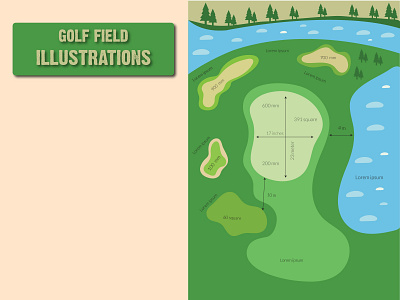 Golf field illustration design, design field golf field ground illustration vector