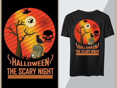 Halloween The scary night t shirt design. design event halloween illustration trendy tv shirt