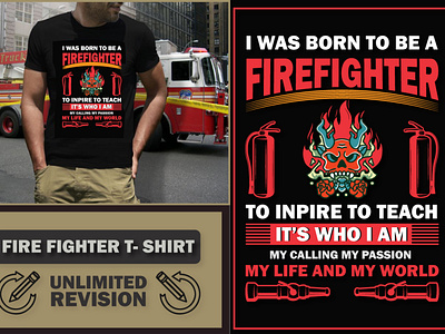 Fire fighter t shirt design art fire fighter t shirt vector