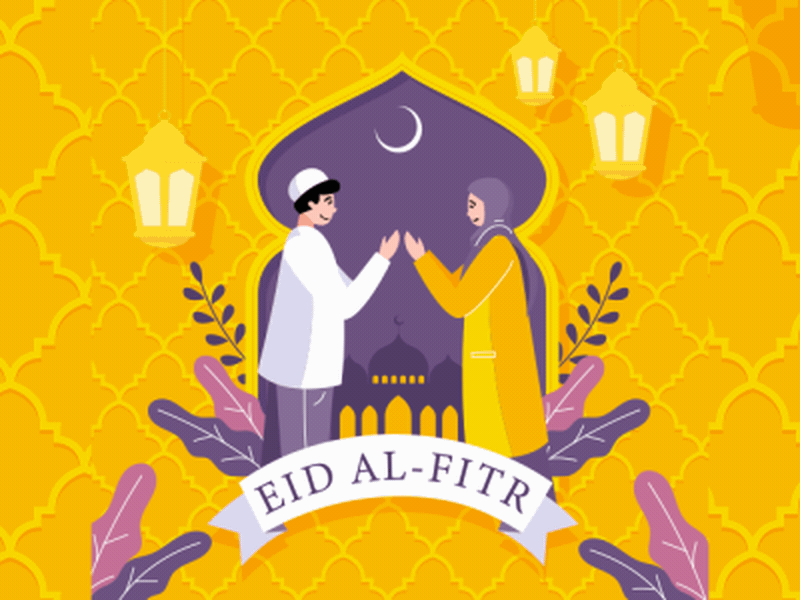 Eid Al-fitr couple praying animation boltbite couple design eid iconanimation illustration islam islamic loopable lottie motion graphics muslim pray ramadan ramzan religion ui