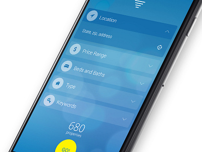 Filters blue filters ios real estate ui ux yellow