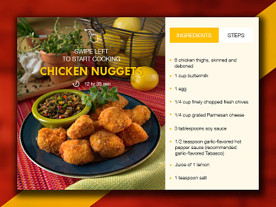 Recipe Card chicken cook dish flat food recipe restaurant widget