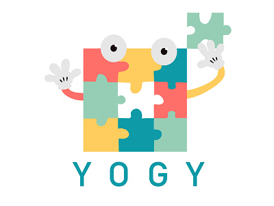 YOGY logo adobe illustraitor branding character character design children game colorful flat game gaming graphic design illustration logo playful puzzle robot simple unique