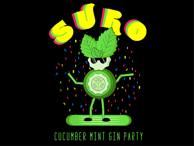 SURO Green adobe illustraitor alcohol branding character character design colorful design flat fruit fun gin graphic design ice cream illustration logo party simple