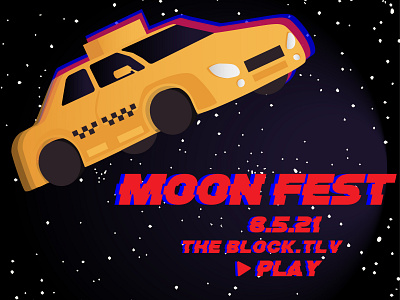 MOON FEST adobe illustraitor branding cars character colorful design festival festival poster flat graphic design illustration music new york party poster retro simple taxi vintage
