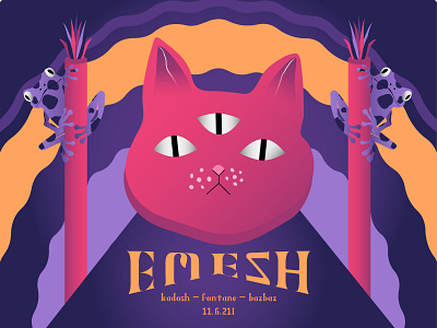 EMESH adobe illustraitor aminals branding cat character character design colorful design festival flat flyer frog graphic design illustration logo party pattern simple trippy