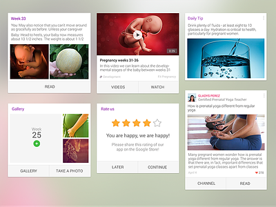 Pregnancy - Feed Cards android card daily tip feed gallery post pregnancy rate us video weekly info