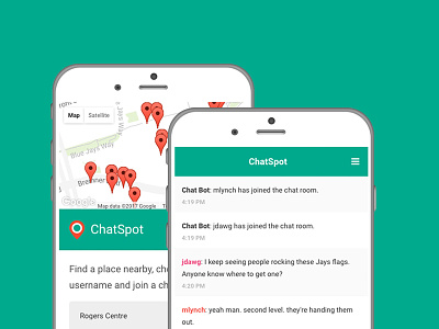 Chatspot Screens app chat location material design