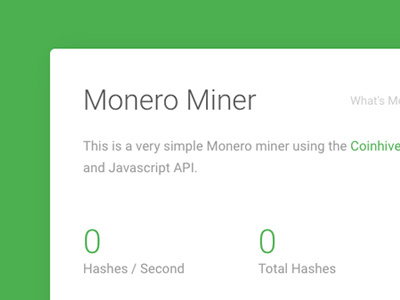 Coinhive Miner UI coinhive cryptocurrency currency green monero money
