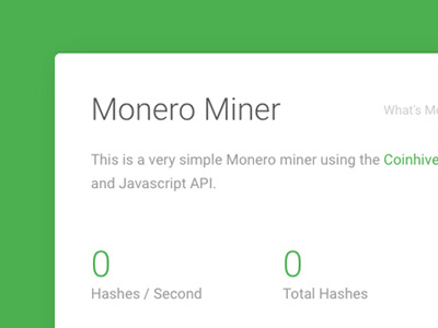 Coinhive Miner UI