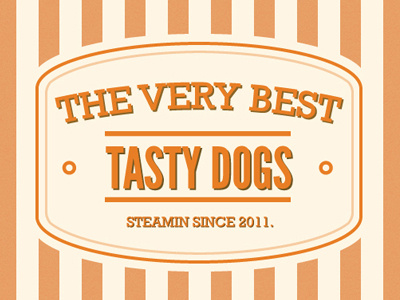 Tasty Dogs badge brand dogs fashioned hot identity logo old stripes
