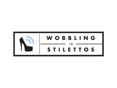 Wobbling in Stilettos Logo baby blog blue branding futura graphic design logo minimal shoe single color