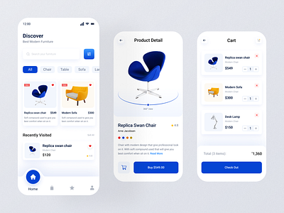 Furniture Shop App app appdesign design designinspiration ecommerce app ecommerce app design furnitureapp furnitureappdesign mobileapp mobileappdesign shopapp ui uiux uiuxdesign ux