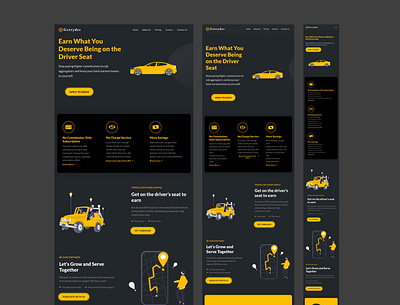Cab Booking Service - Dark Website UI acrylic design figma graphic design illustration india logo prototype ui uiux