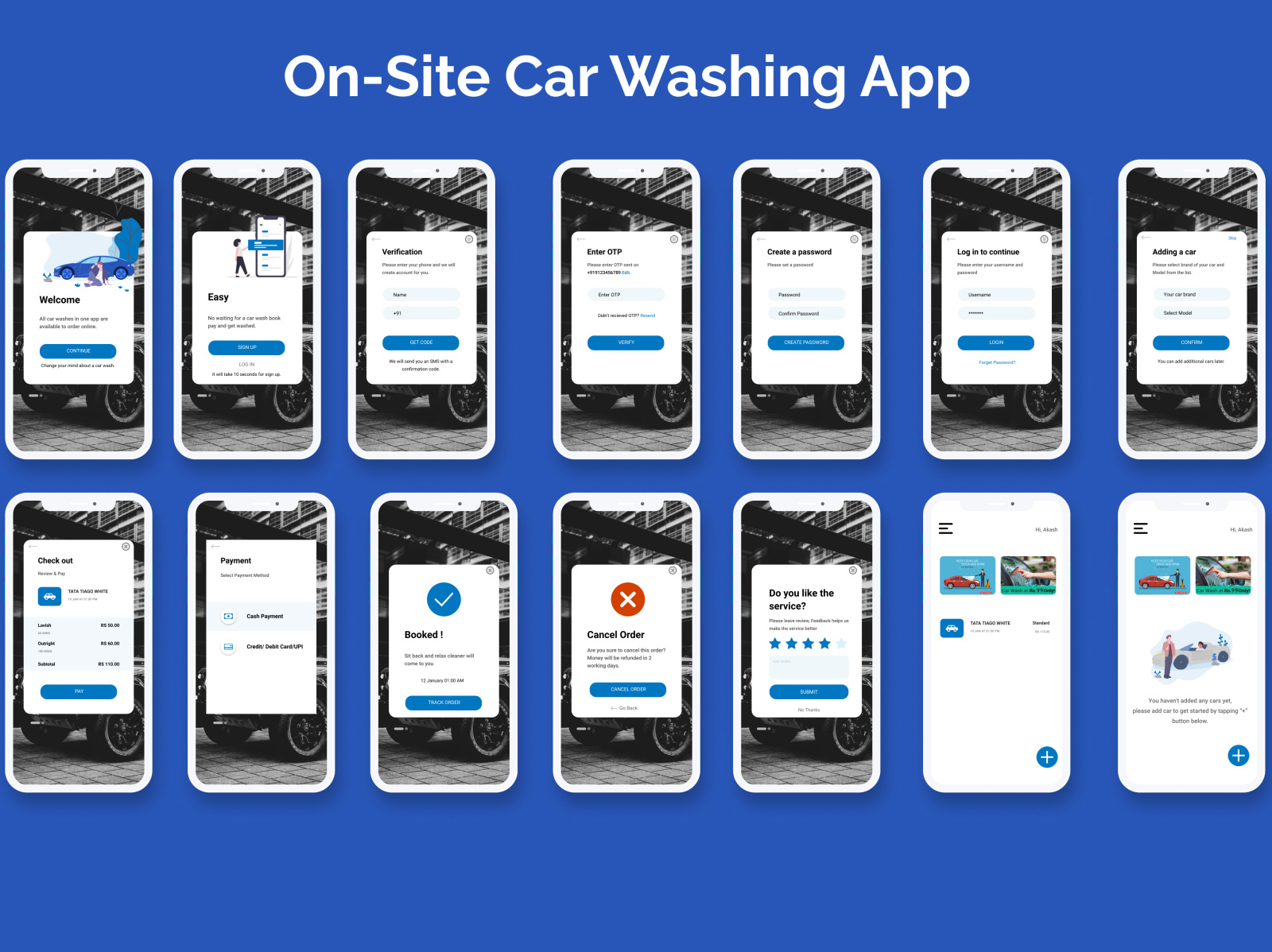 Car Washing App UI by Sanket Gedam on Dribbble