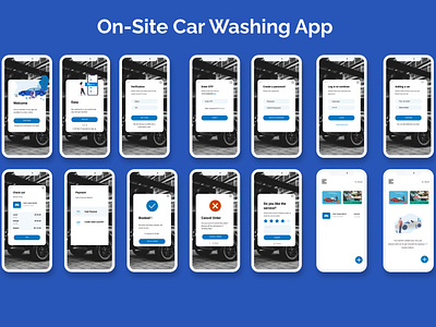 Car Washing App UI branding design figma graphic design illustration india logo prototype ui uiux